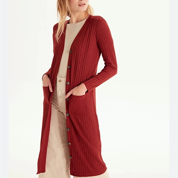 Takeout red ribbed cardigan - Picture 1 of 4